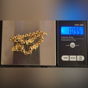 Vintage 14k Multi-Cabochon Barrel Rolo Bracelet 7.5"